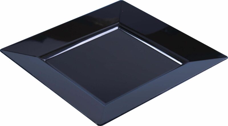 10 Small 8.5" Square Black Plates